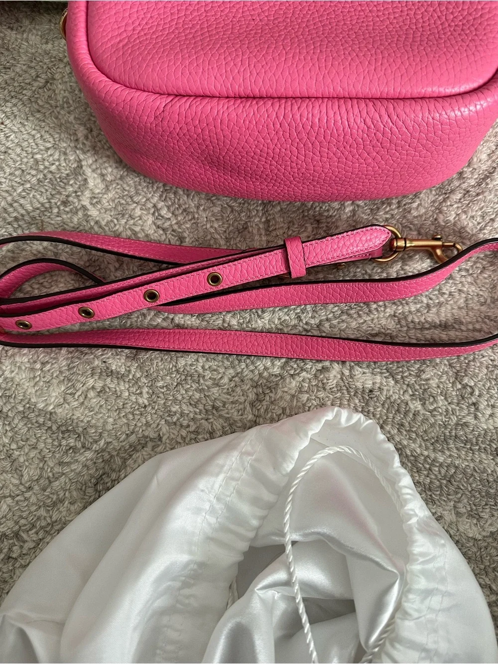 Coach Pink Pebble Leather Turnlock Crossbody with Mint-Trim Strap